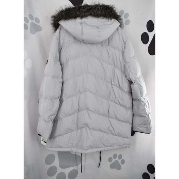 Andrew Marc NWT Tremont Water Resistant Down Quilted Parka Faux Fur Trim Moon L - Picture 4 of 10